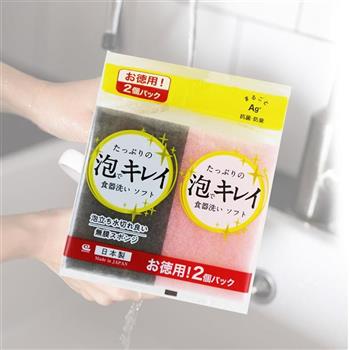 日本製WAISE抗菌廚房易起泡海綿-2入x4組