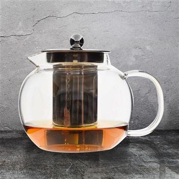 沏茶可直火玻璃濾泡茶壺-950ml-圓形-2入