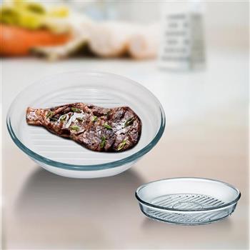 BORCAM GRILL耐熱玻璃圓形油切烤盤-1720cc-1入