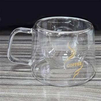 coffee play玻璃雙層手把咖啡杯-150ml-4入