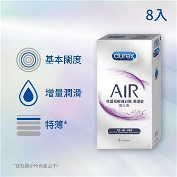【Durex 杜蕾斯】輕薄幻隱潤滑裝衛生套8入
