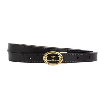 COACH 經典雙C-logo皮革皮帶-黑色