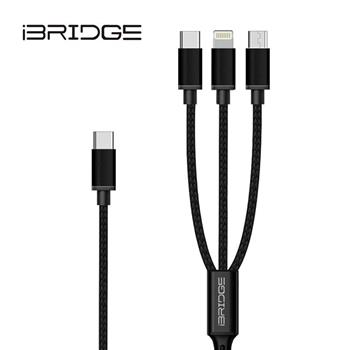 iBRIDGE 三合一 0.3M PD 100W傳輸充電線