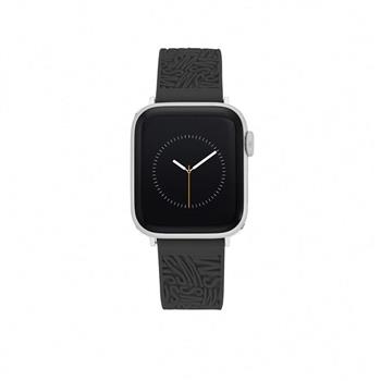 【Steve Madden】Apple watch 浮雕LOGO矽膠蘋果錶帶-時尚黑