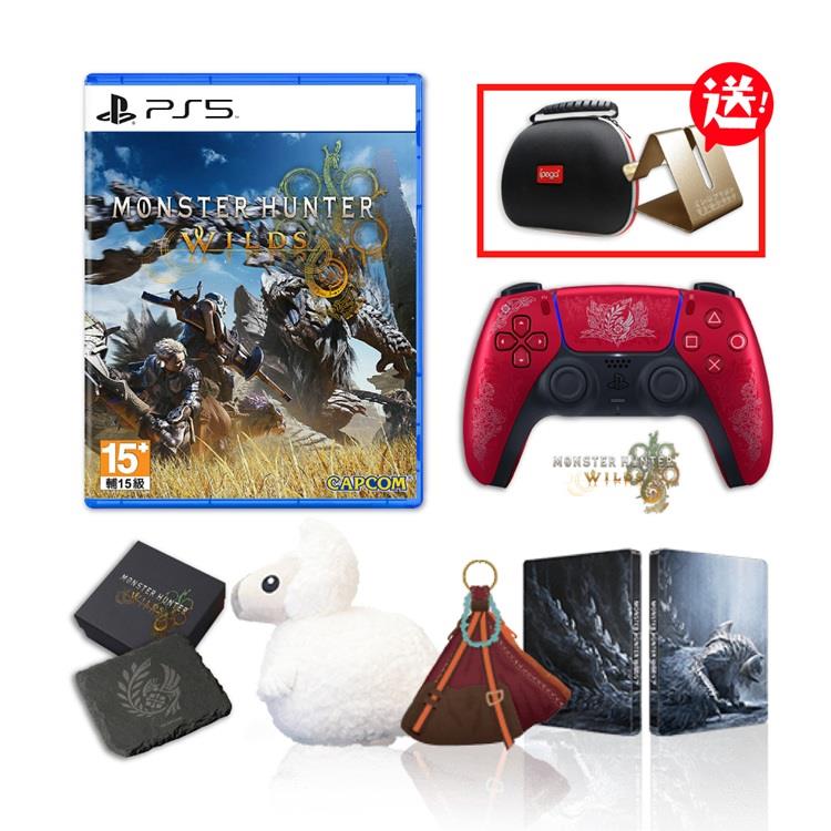 SONY 索尼 PS5 DualSense 無線控制器 魔物獵人 荒野 純日限量版 手把+中文典藏版（手把包+魔物支架）