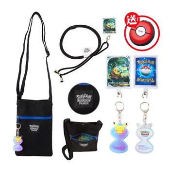 Pokemon寶可夢中心 寶可夢集換式卡牌 PTCG Pocket 皮卡丘 斜背包+手機掛繩+開包沙漏造型鑰匙圈 周邊