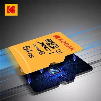 柯達KODAK MicroSD 64GB (UHS-I U3/V30/A1)高速記憶卡-黃色