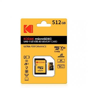 柯達KODAK MicroSD 512GB (UHS-I U3/V30/A1)高速記憶卡-黑色