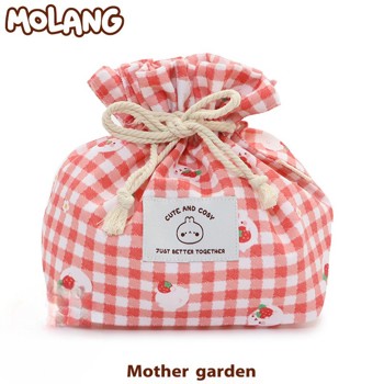 【萌浪兔MOLANG】草莓寬底束口袋