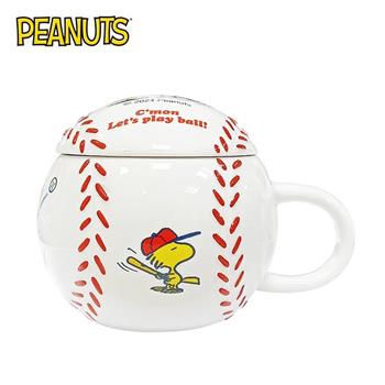 史努比 棒球造型 陶瓷 馬克杯 附蓋子 250ml 咖啡杯 Snoopy PEANUTS
