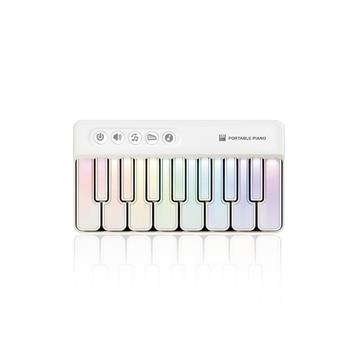 【KONIX】 掌上口袋琴 K8047-白色 迷你電子琴 學習電子琴 兒童音樂玩具 七彩燈光琴