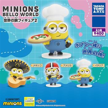 全套3款 小小兵 BelloWorld 環遊世界 P2 扭蛋 轉蛋 minions 神偷奶爸 TAKARA TOMY