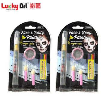 Lucky Art  彩虹條亮粉多節6色人體彩繪組合包 （人體彩繪筆）（2入組）