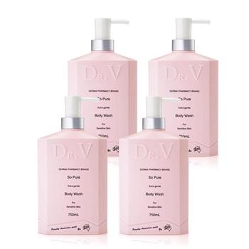 【澳洲Dr. V】專業級配方-純淨溫和沐浴乳(4入組 750ml/瓶)