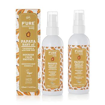 【澳洲Pure Papayacare】木瓜嬰兒油含金盞花(2入組 125ml/瓶) 即期品-2027年1月到期