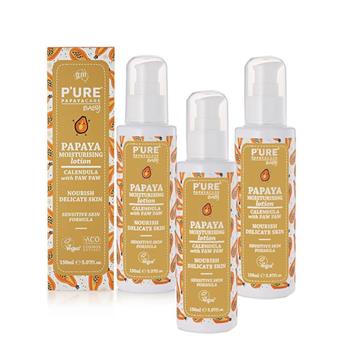 【澳洲 Pure Papayacare】木瓜嬰兒滋潤乳液含金盞花(3入組 150ml/瓶) 即期品-2026年11月到期