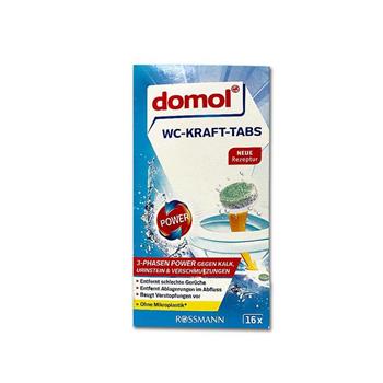 德國ROSSMANN Domol-活性去汙除鈣強力消臭馬桶清潔錠20gx16顆/新藍盒(廁所除臭劑,尿垢黃垢清潔劑,水箱水垢潔廁劑)