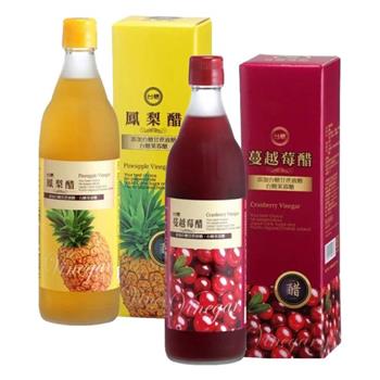 【台糖】水果醋600ml（蔓越莓醋x3瓶+鳳梨醋x3瓶）