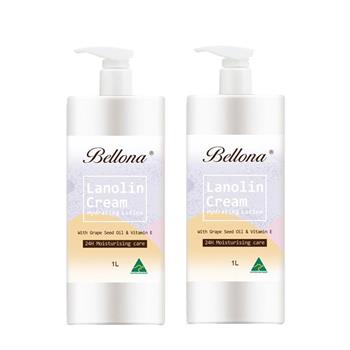 【澳洲Bellona】綿羊霜滋潤身體乳液含葡萄籽油及維他命E(1L/瓶-2入組)