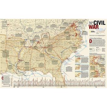 National Geographic Battles of the Civil War Wall Map - Laminated (35.75 X 23.25 In)