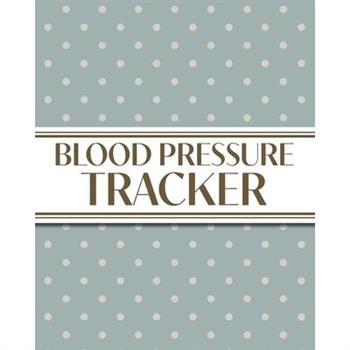 XL Large Print 1-Year Blood Pressure Tracker (Cream Polka Dots on Blue)