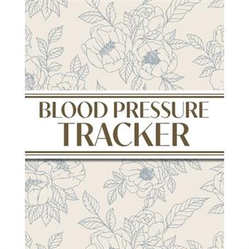 XL Large Print 1-Year Blood Pressure Tracker (Blue Roses on Cream)