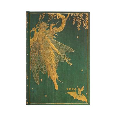 Paperblanks 2024 Olive Fairy Lang's Fairy Books 12-Month Mini Day Planner Elastic Band Closure 416 Pg 80 GSM