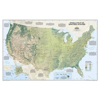 National Geographic United States Physical Wall Map - Laminated (38.25 X 25.25 In)
