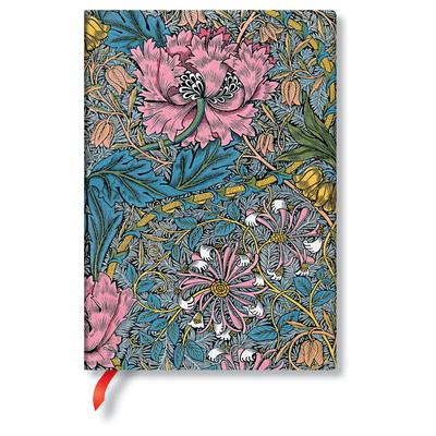 Paperblanks Morris Pink Honeysuckle William Morris Hardcover MIDI Lined Elastic Band Closure 144 Pg 120 GSM