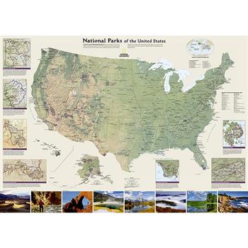 National Geographic National Parks of the United States Wall Map - Laminated (42 X 30 In)