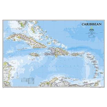 National Geographic: Caribbean Classic Wall Map - Laminated (Poster Size: 36 X 24 Inches)