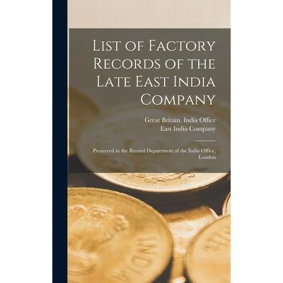 List of Factory Records of the Late East India Company