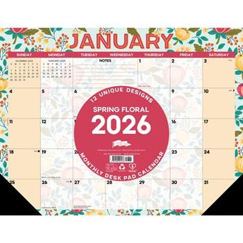 Spring Floral 2026 22 X 17 Large Monthly Deskpad